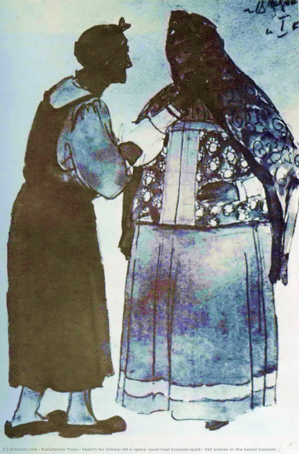 Sketch For Glinka's Opera "ivan Susanin". Old Woman In The House Susanin — Константин Юон