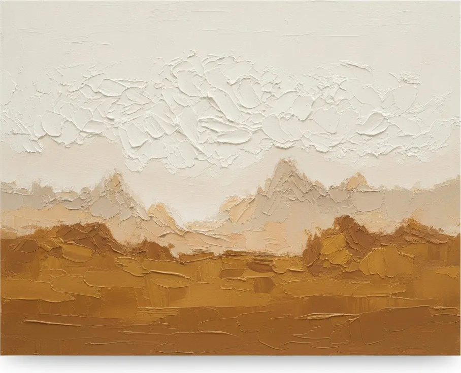 Layered Ochre Ridges Under A Pale Cream Sky — David Moreau
