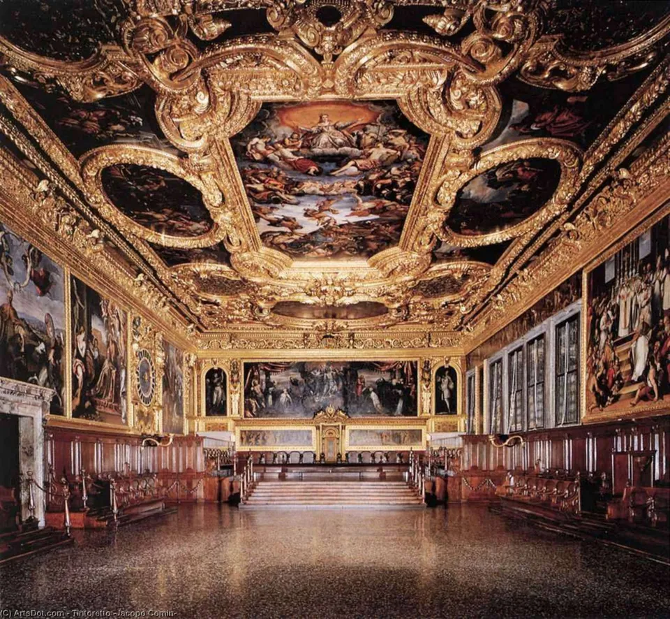 View Of The Hall Of The Senate — Тинторетто