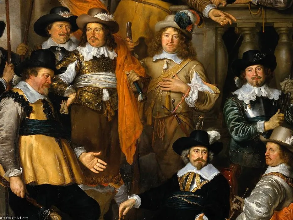 The Company Of Captain Albert Bas And Lieutenant Lucas Conijn (detail) — Govert Teunisz Flinck