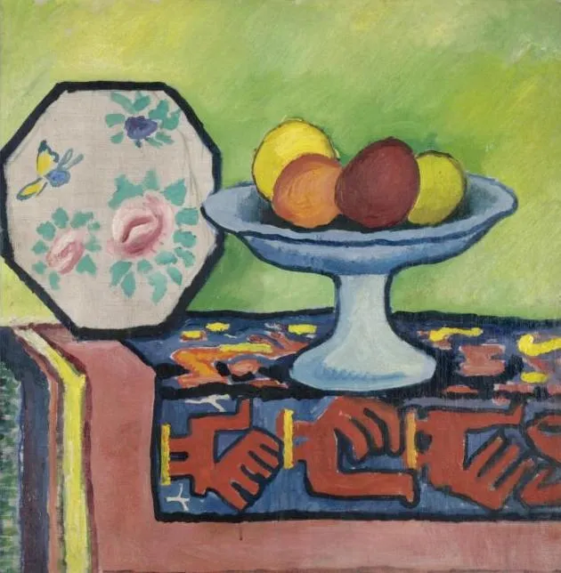 Still Life With Bowl Of Apples And Japanese Fan — Август Макке