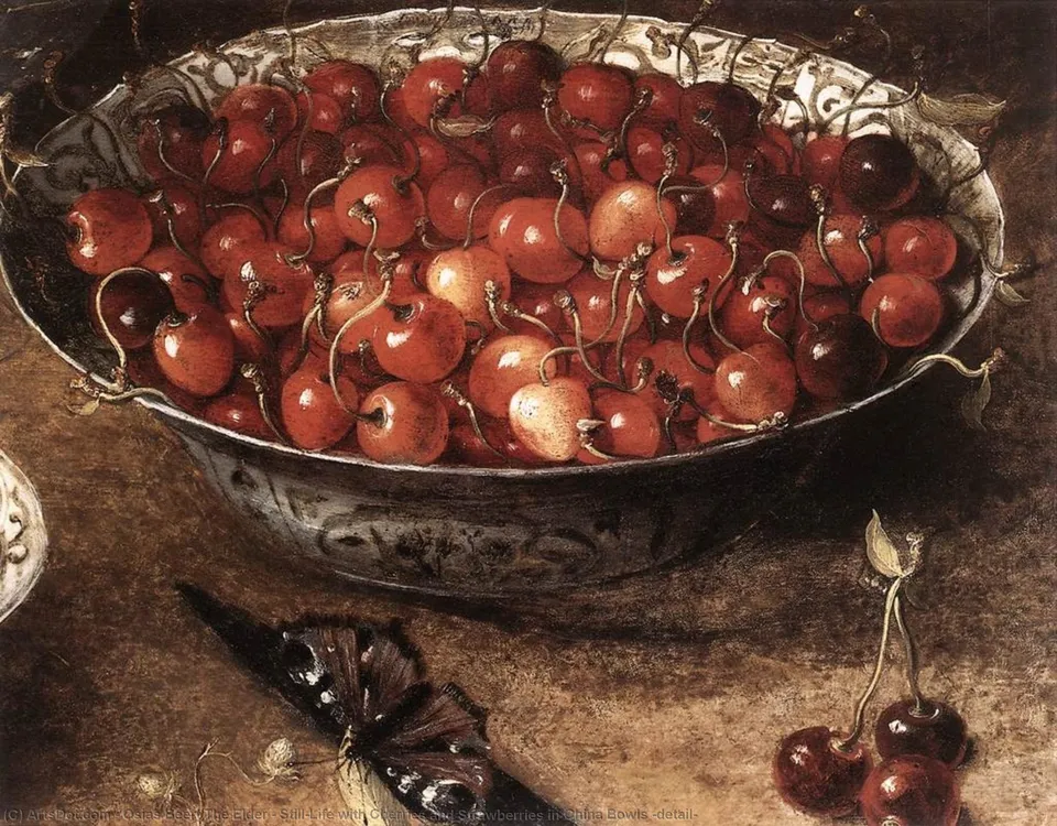 Still-life With Cherries And Strawberries In China Bowls (detail) — Osias Beert The Elder