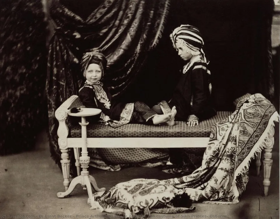 Prince Arthur And Prince Alfred In The Costume Of Sikh Princes, Osborne — Dr Ernst Becker