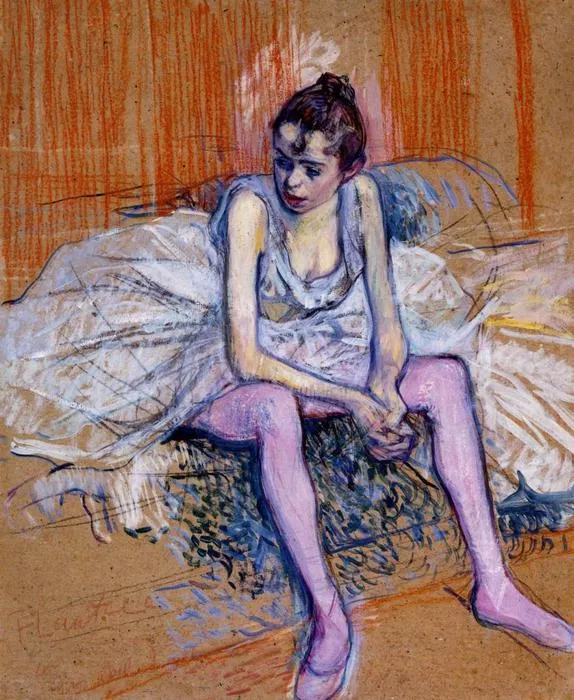 Seated Dancer In Pink Tights — Comte Henri Marie Raymond De Toulouse-lautrec-monfa