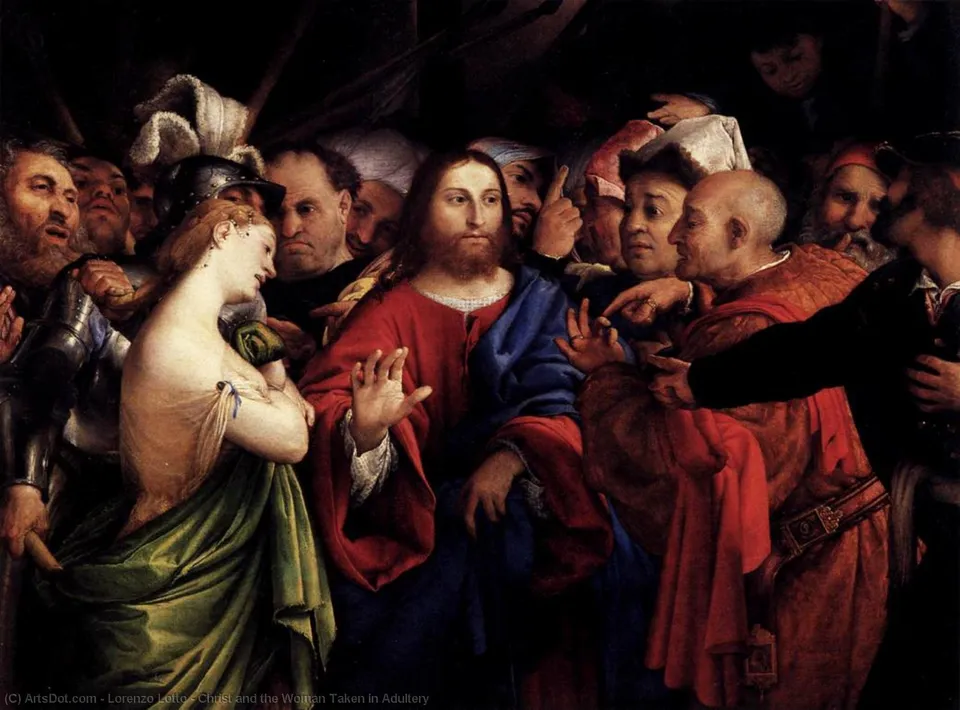 Christ And The Woman Taken In Adultery — Лорэнцо Лотто