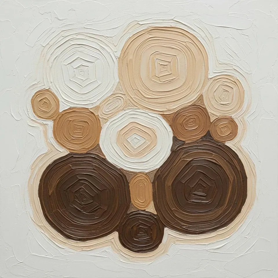 Eternal Rings Of Earthly Echoes In Sculptural Ochre And Deep Umber Relief — David Moreau