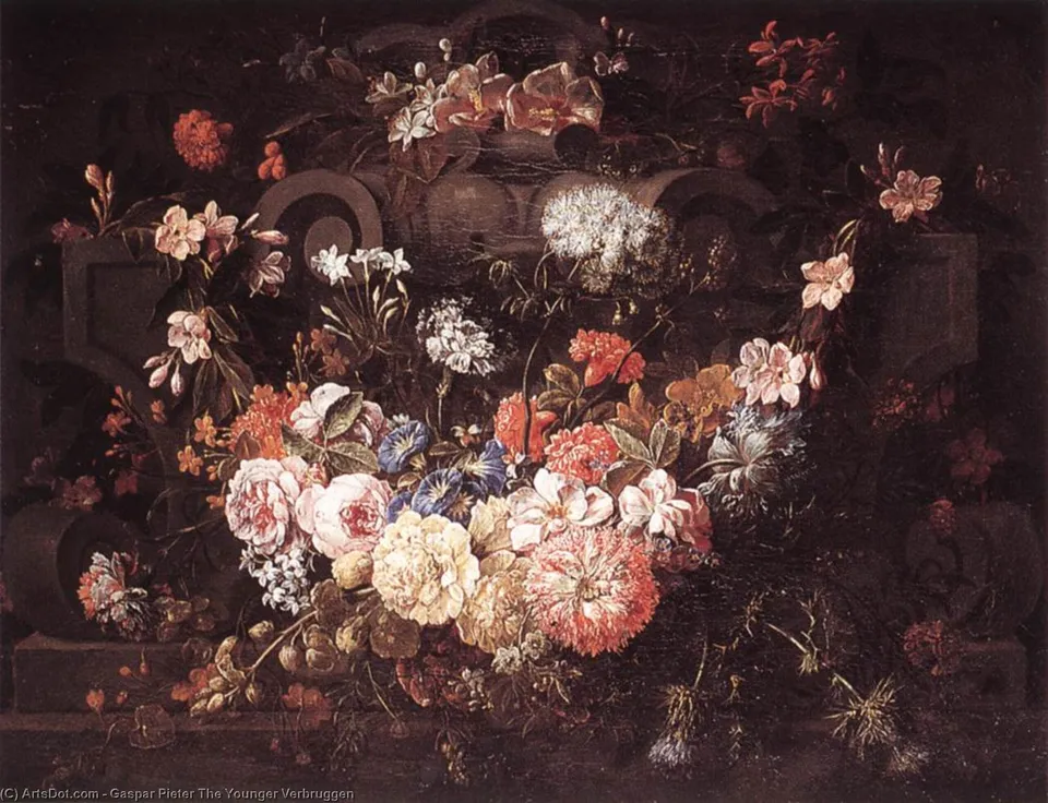 Cartouche With Flowers — Gaspar Pieter The Younger Verbruggen
