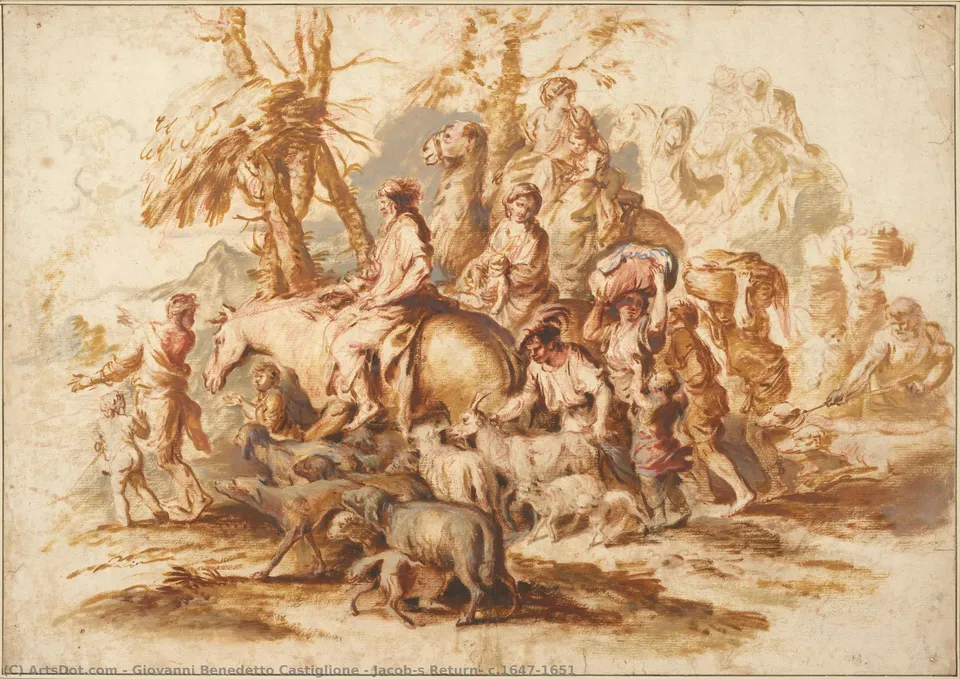 Jacob´s Return, C.1647-1651 — Джованни Бенедетто Кастильоне