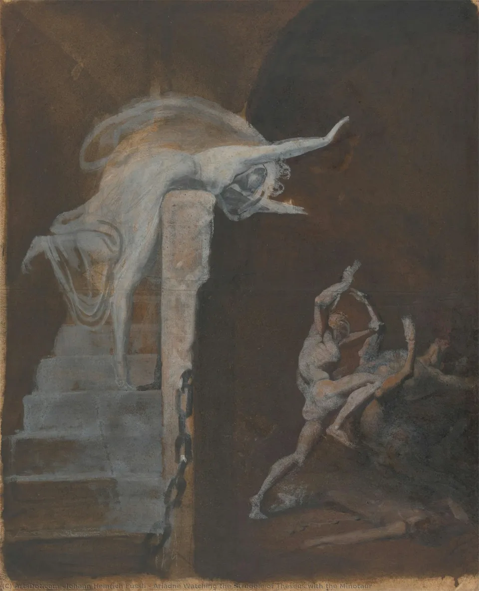 Ariadne Watching The Struggle Of Theseus With The Minotaur — Иоганн Генрих Фюсли