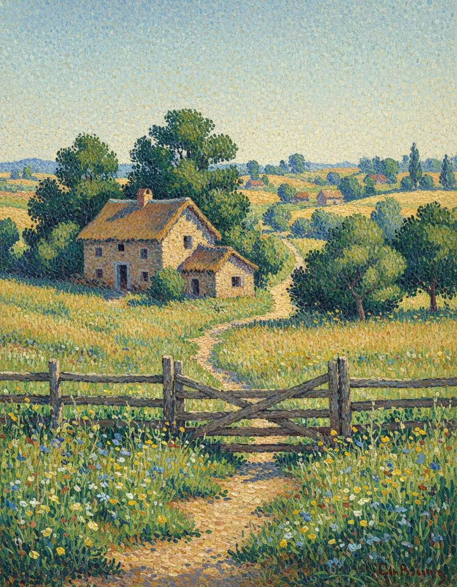 The Golden Path To Solitude: A Neo-impressionist Pastoral Study — Camille Caron