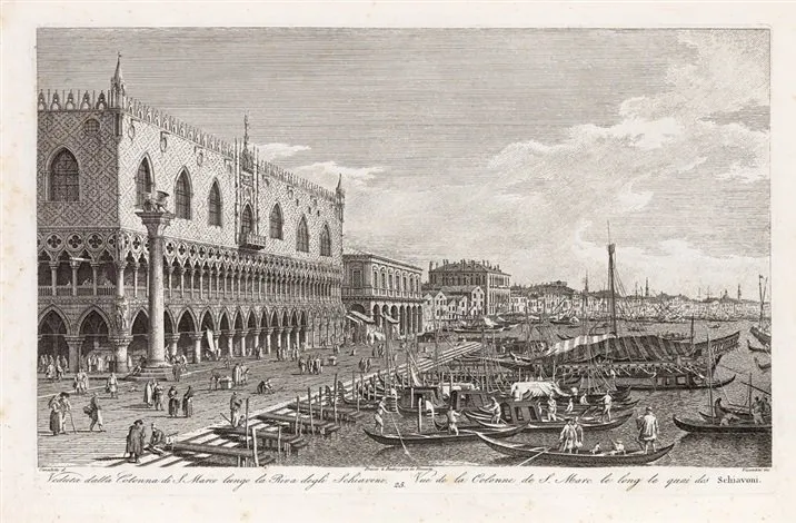 View From The Column Of St. Mark Along The Riva Degli Schiavone — Antonio Visentini