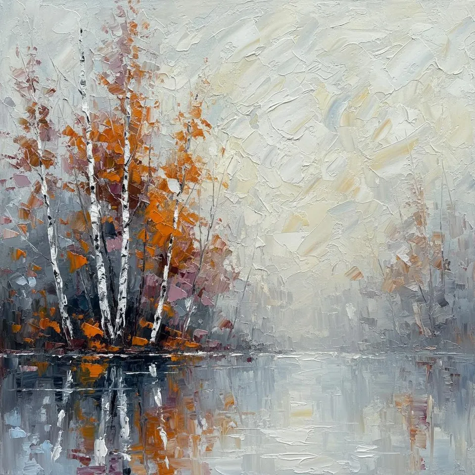 Ethereal Solitude In Ochre: A Singular Vision Of Mist And Silent Birch — Christian Noiret
