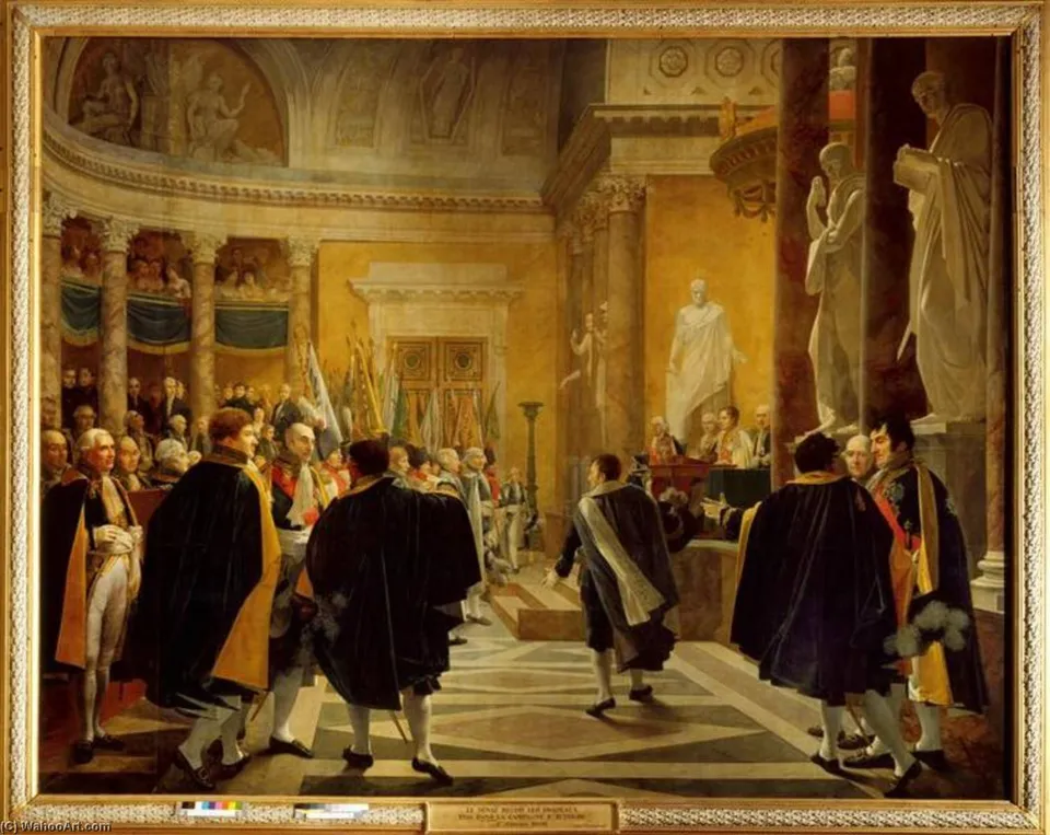 Le Sénat Français Reçoit Les Drapeaux Pris Dans La Campagne D'autriche, 1er Janvier 1806 — Jean Baptiste Baron Regnault