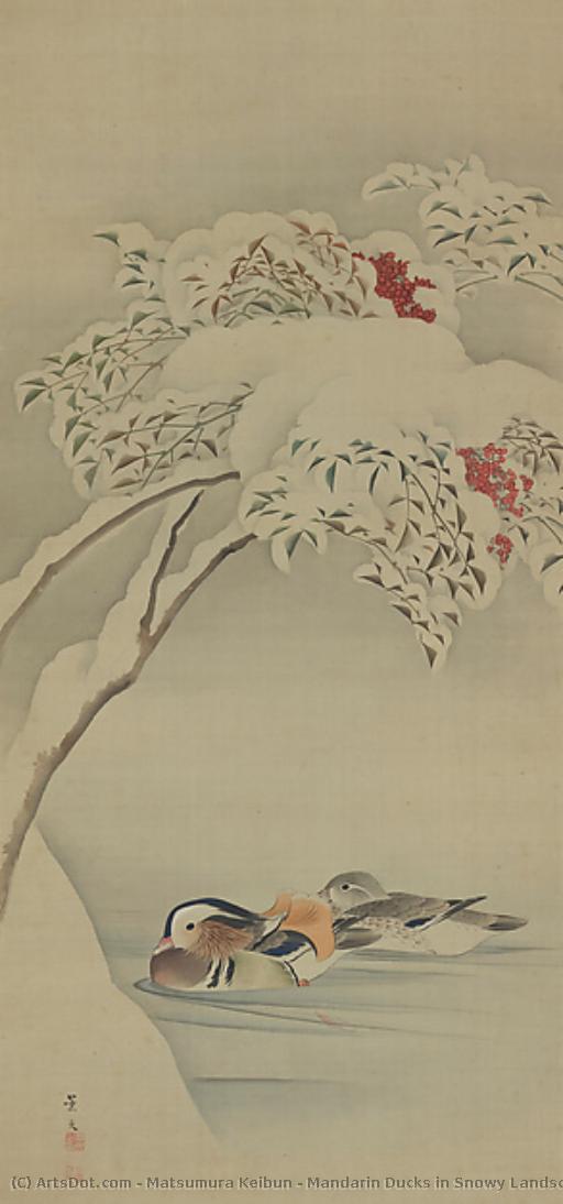 Mandarin Ducks In Snowy Landscape — Matsumura Keibun