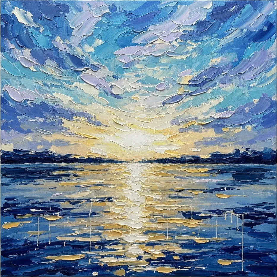 Radiant Horizon: A Sculptural Study Of Luminous Dawn And Deep Azure Tides — Christian Noiret