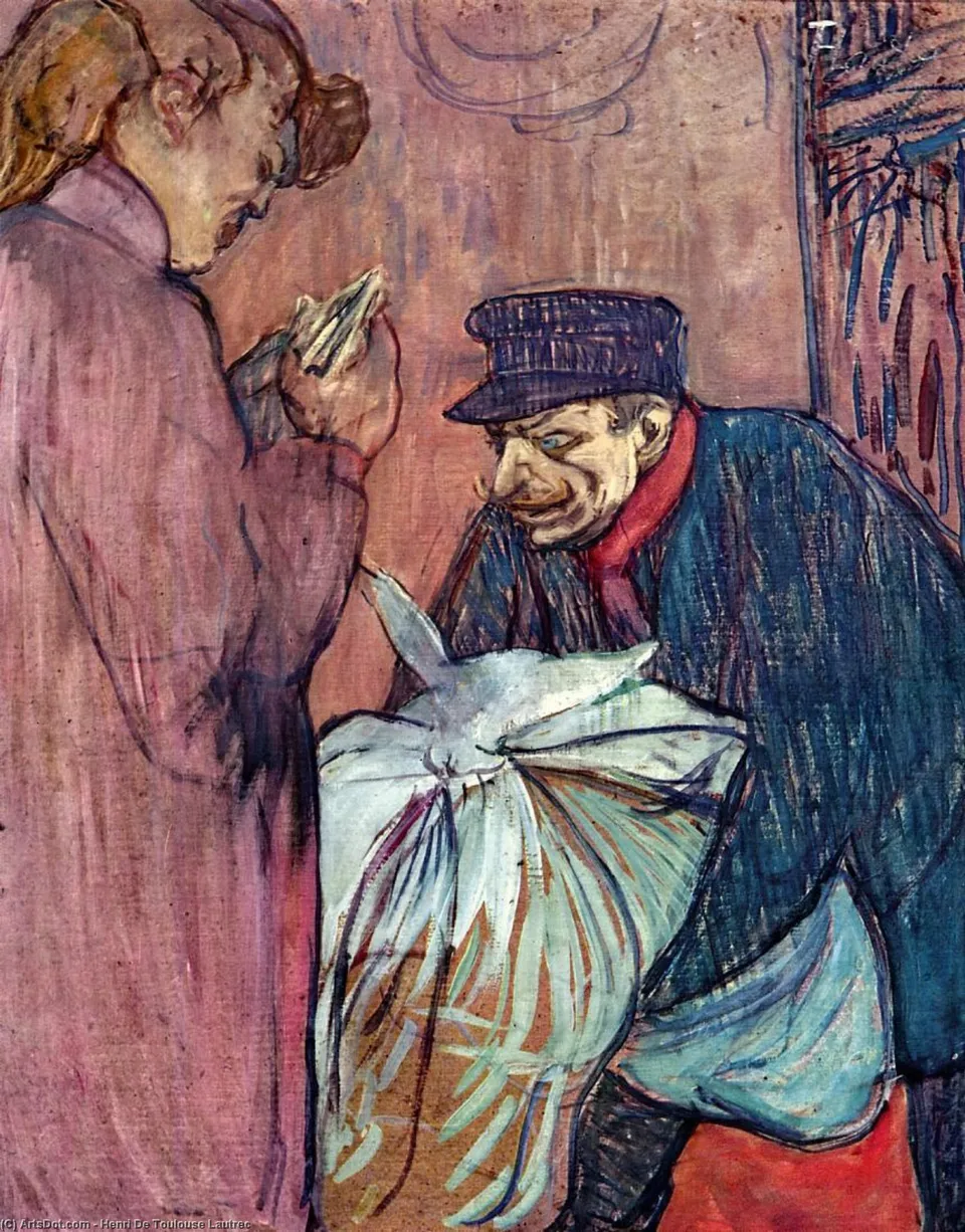 The Laundryman Calling At The Brothal — Comte Henri Marie Raymond De Toulouse-lautrec-monfa