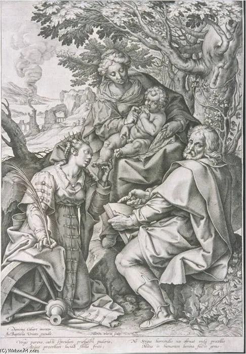 The Virgin Mary, St. Catherine Of Alexandria, And The Christ Child — Nicolaes De Bruyn