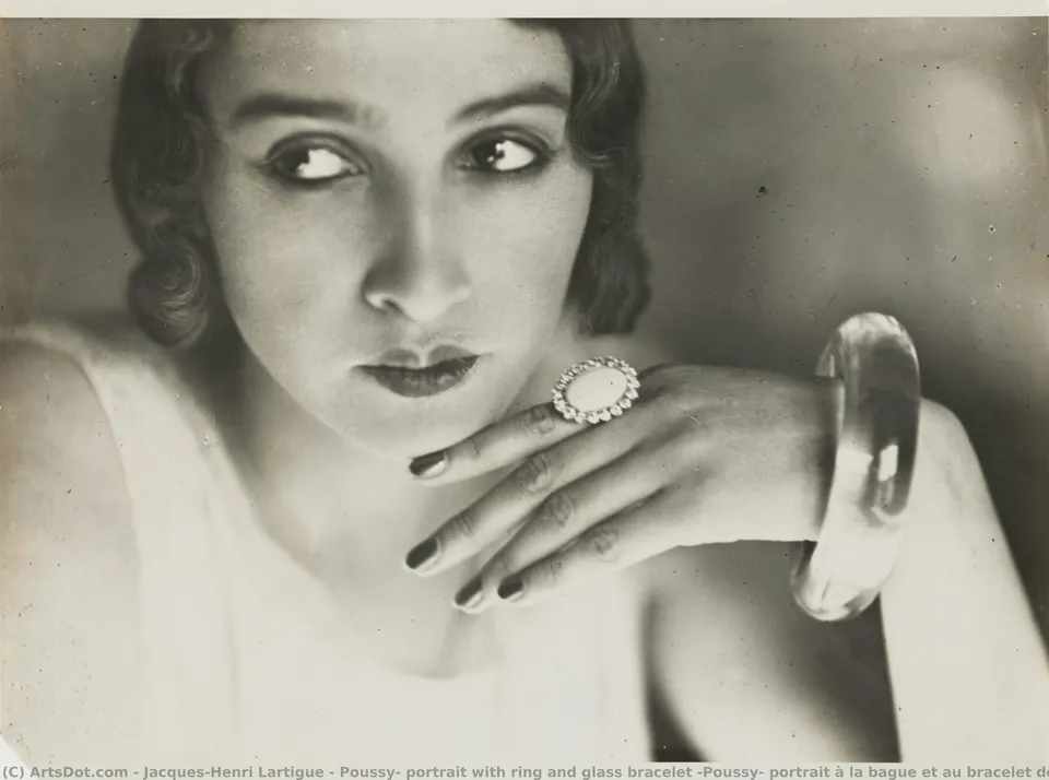 Poussy, Portrait With Ring And Glass Bracelet (poussy, Portrait À La Bague Et Au Bracelet De Verre) — Jacques Henri Lartigue