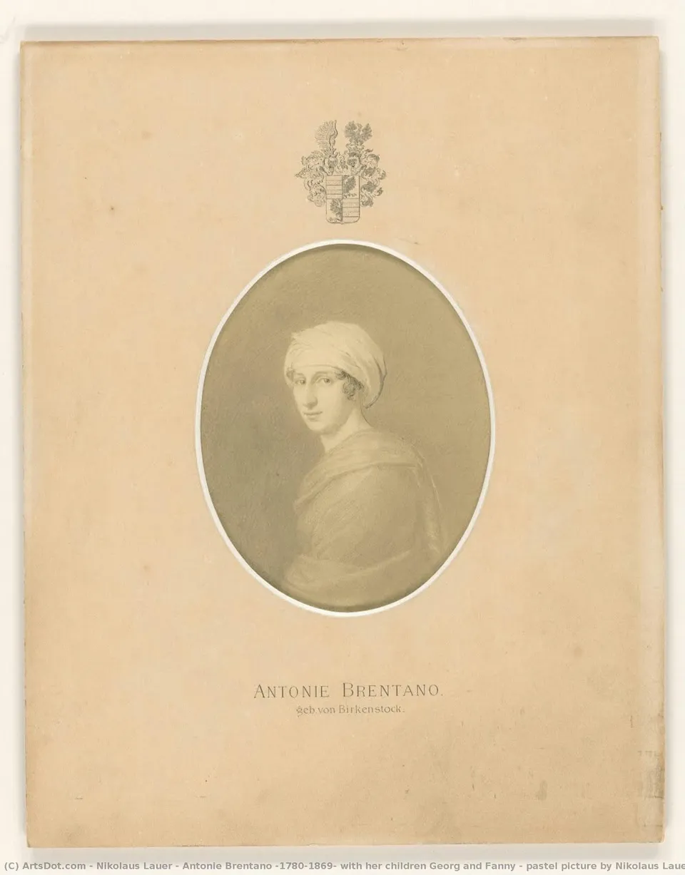 Antonie Brentano (1780-1869) With Her Children Georg And Fanny - Pastel Picture By Nikolaus Lauer — Nikolaus Lauer