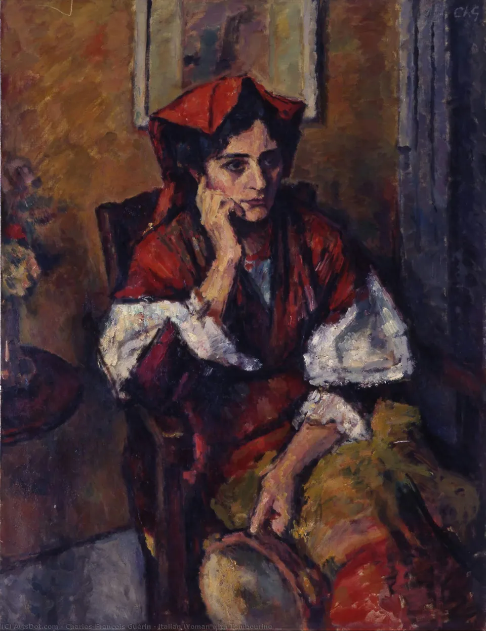 Italian Woman With Tambourine — Charles-françois Guérin