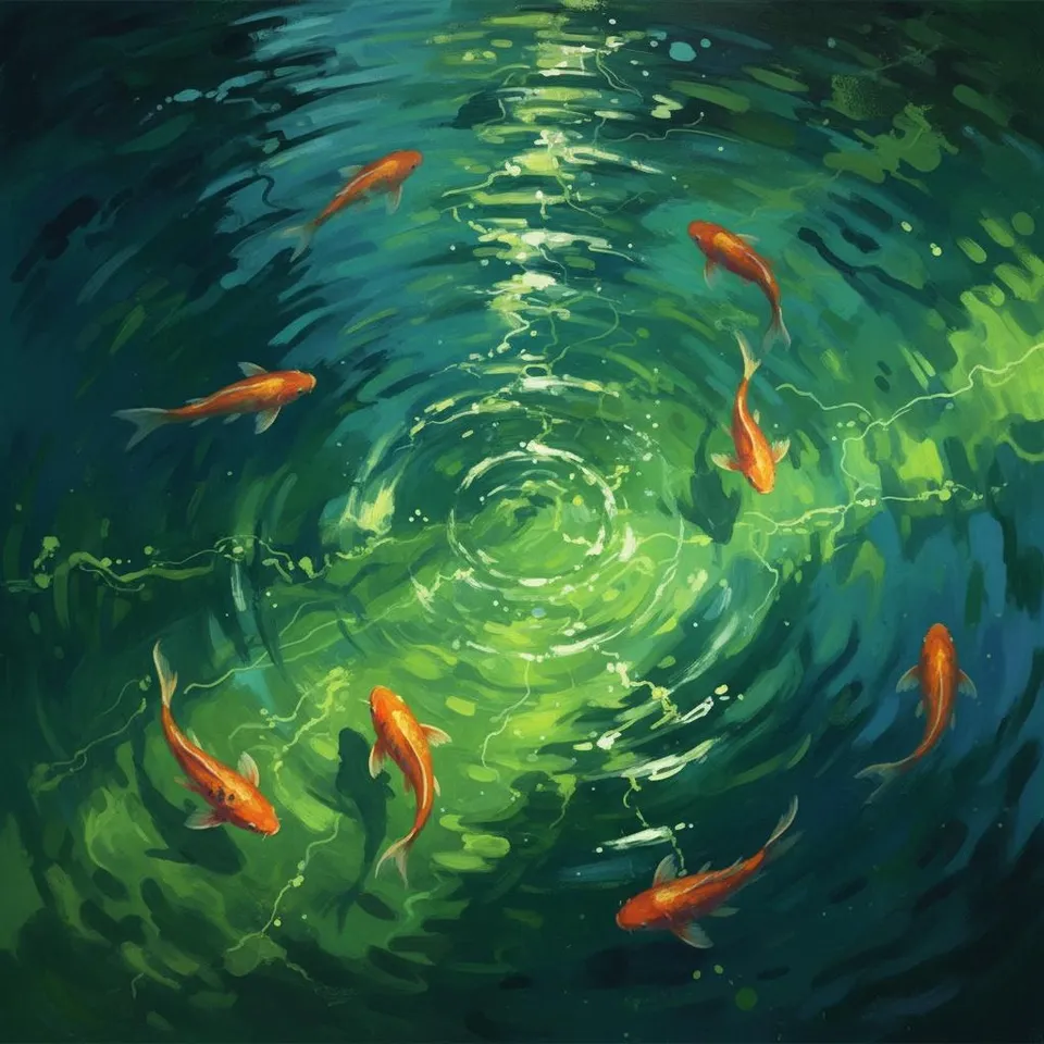 Radiant Embers In Emerald Depths: A Singular Vision Of Fluid Serenity — Christian Noiret