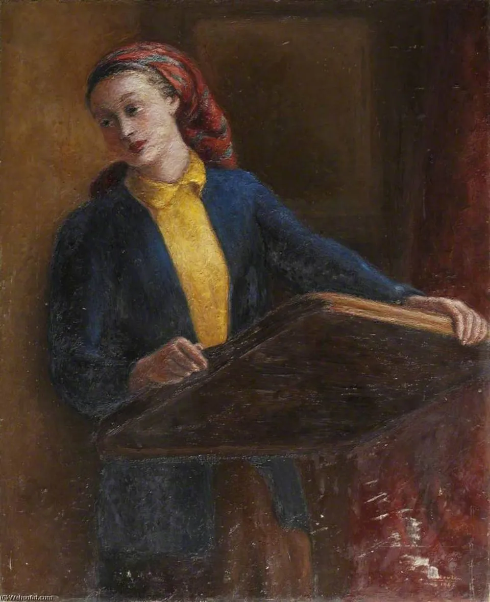 Lady With A Red Headscarf And Wooden Tray — Жорж Ван Хаутен