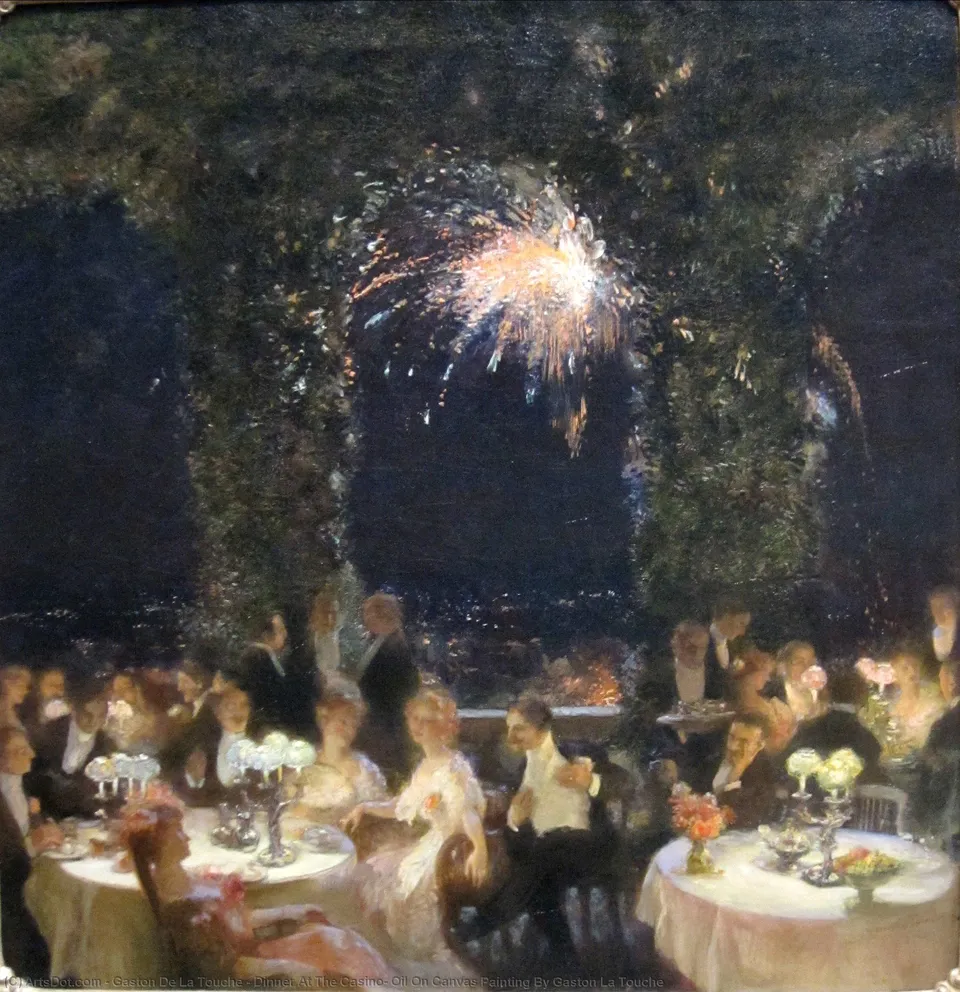 Dinner At The Casino, Oil On Canvas Painting By Gaston La Touche — Gaston De La Touche