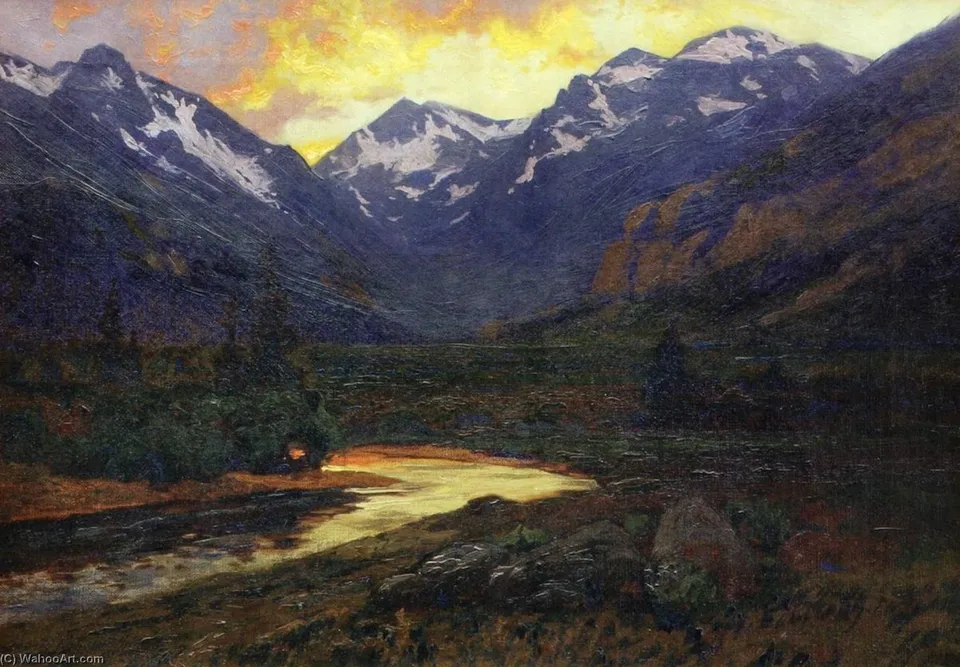 Moraine Park At Sunset (estes Park) — Charles Partridge Adams