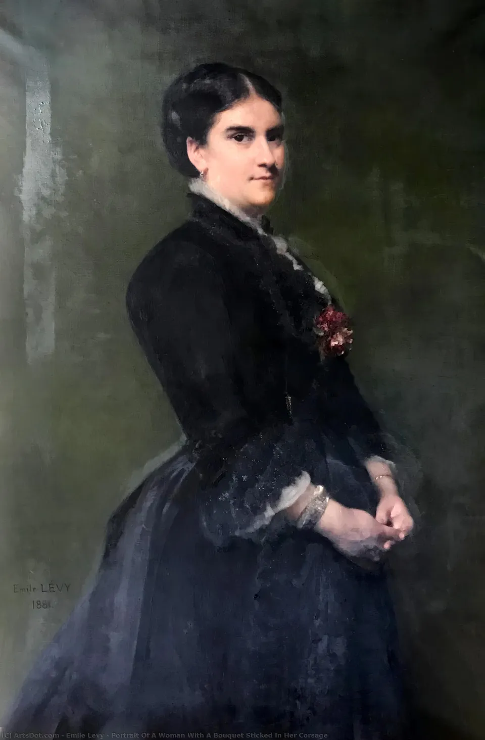 Portrait Of A Woman With A Bouquet Sticked In Her Corsage — Emile Levy