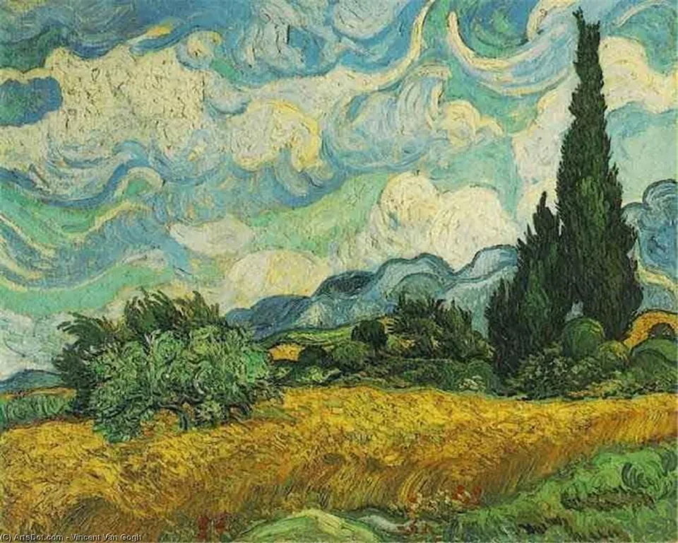 Wheat Field With Cypresses At The Haute Galline Near Eygalieres — Vincent Willem Van Gogh