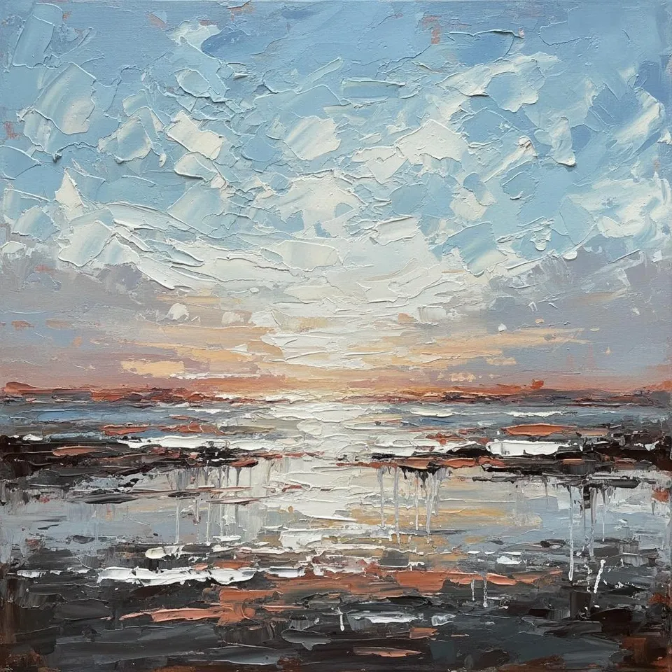 Ethereal Horizon: A Sculptural Study Of Atmospheric Light And Impasto Shadows — Christian Noiret