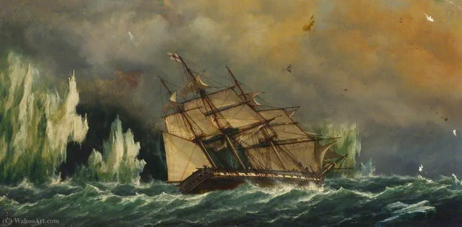 The Ship 'essex' Near Icebergs — Richard Henry Nibbs