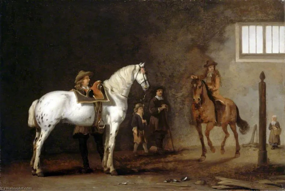 White Horse In A Riding School — Abraham Pietersz Van Calraet