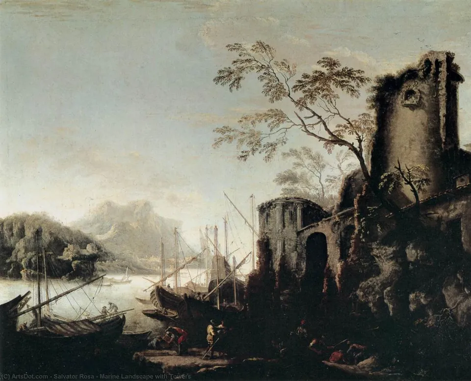 Marine Landscape With Towers — Салватор Роса