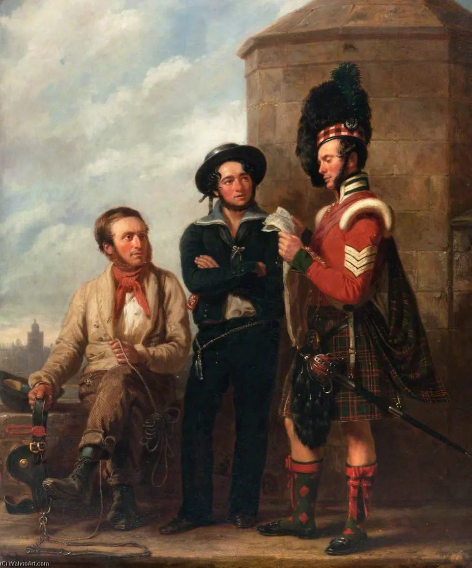 Ploughman, Navy Rating And Sargeant Gunner (camerons), A Recruiter At Edinburgh Castle — William Smellie Watson