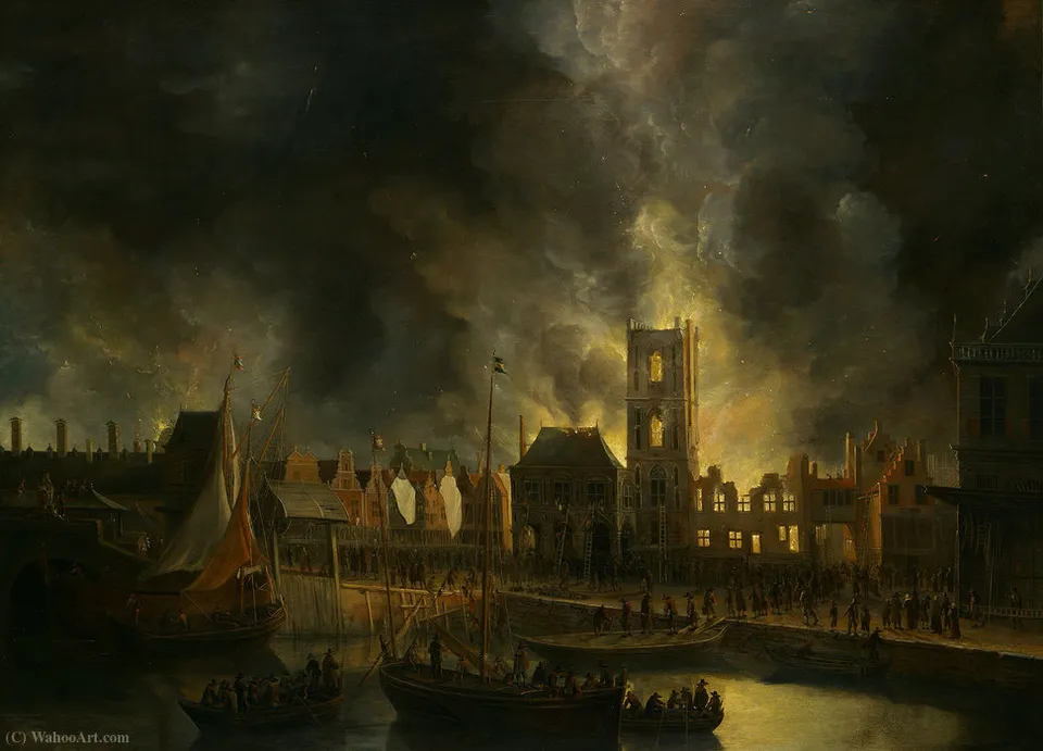 Old Town Hall Fire On The Dam — Jan Abrahamsz Beerstraten