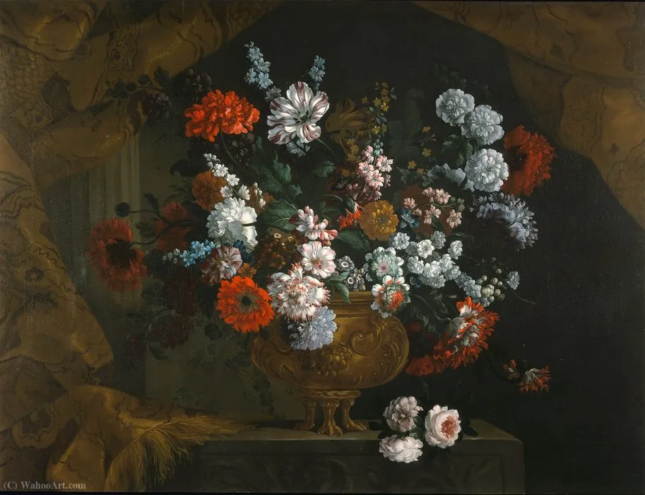 Bouquet Of Flowers In A Bronze Urn (private Collection) — Pieter Casteels Iii