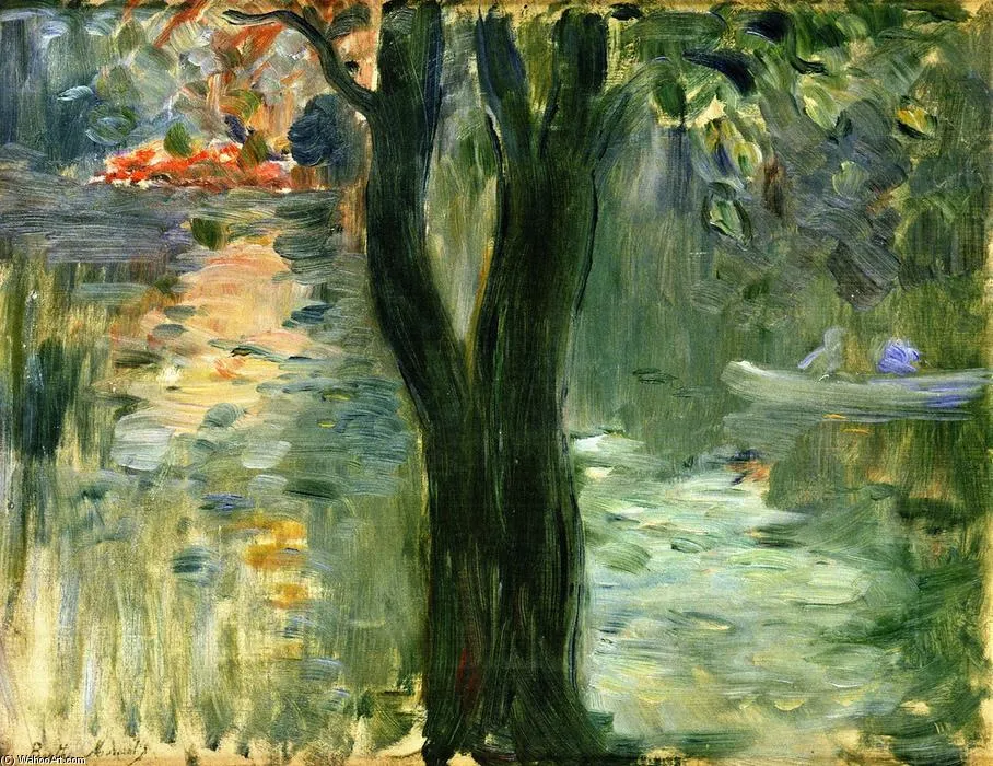 Sunset At The Lake In The Bois De Boulogne — Берта Моризо