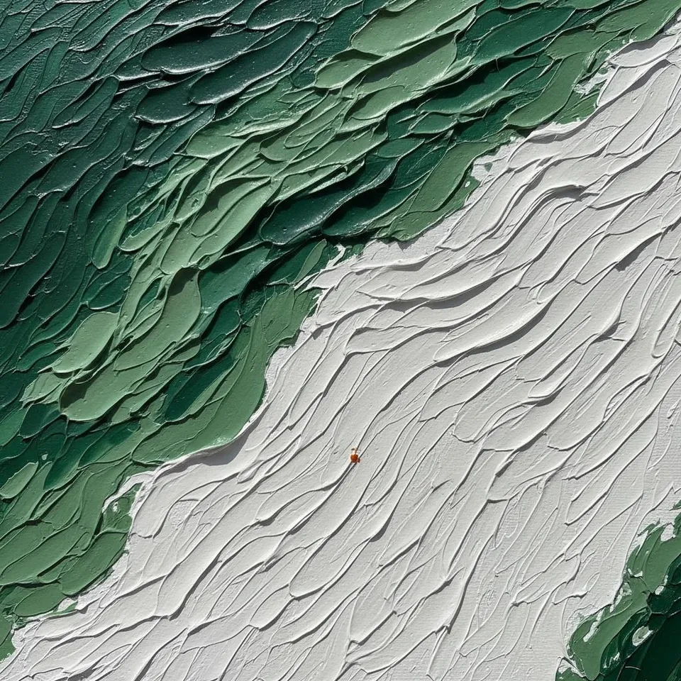 Emerald Tides And Sculptural White: A Monumental Study In Textured Chaos — David Moreau