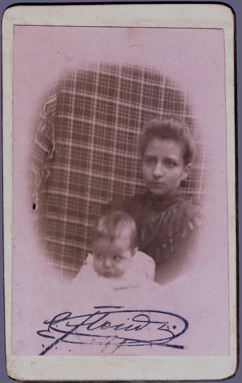Lady With Baby On Her Lap, Half Body (col. Jose Pessoa) — Enrique Florido Berruelo