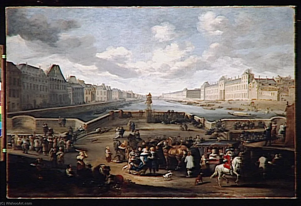 Vue De Paris Avec Le Louvre, Prise Du Pont Henri Iv — Hendrick Mommers
