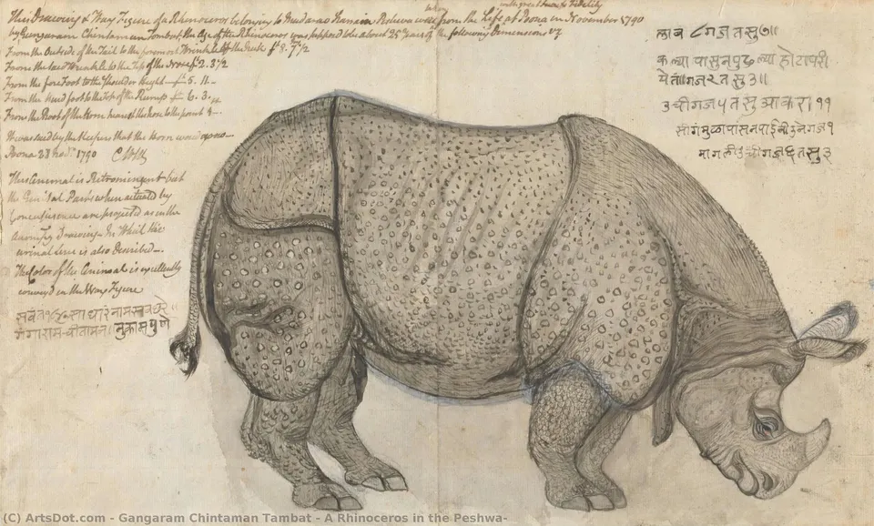 A Rhinoceros In The Peshwa — Gangaram Chintaman Tambat