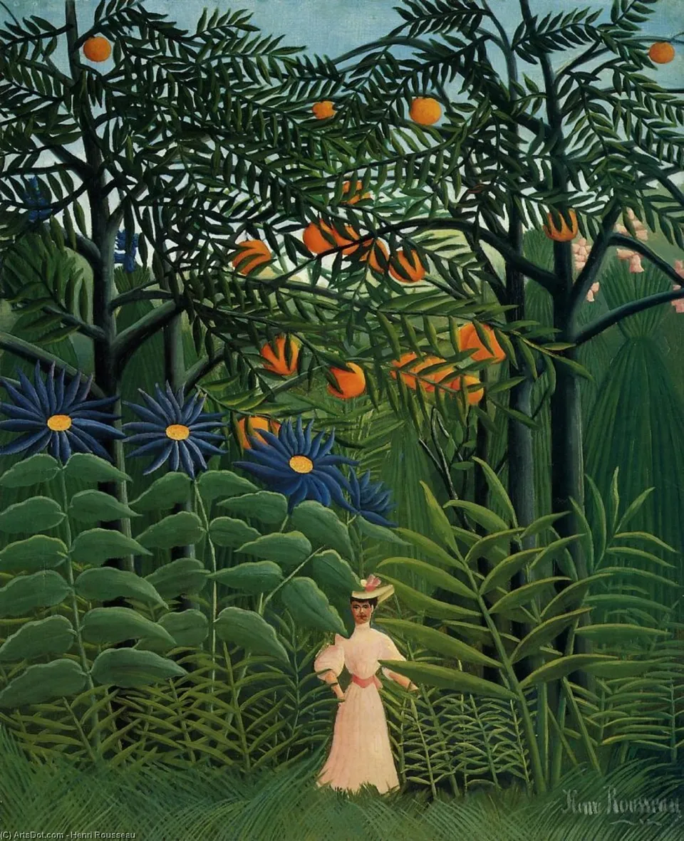 Woman Walking In An Exotic Forest — Анри Руссо