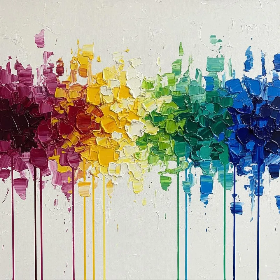 Chromatic Descent: A Singular Study In Prismatic Impasto And Gravity — Christian Noiret