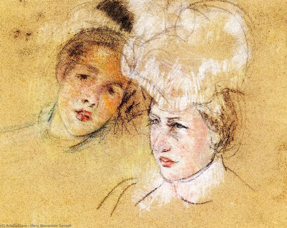 Heads Of Leontine And A Friend — Mary Stevenson Cassatt