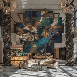 Bold Distortion: A Trend Forecast for Impactful Abstract Art in Luxury Commercial and Hotel Interiors