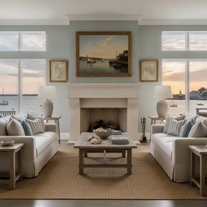 Coastal Calm: Curating Sophisticated Interiors with Timeless Harbor Scene Masterpieces