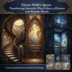 Elevate Hidden Spaces: Transforming Stairwells, Wine Cellars, and Elevators with Bespoke Murals