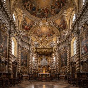 Sacred Grandeur: The Timeless Majesty of Baroque Church Interiors and Masterful Religious Artistry