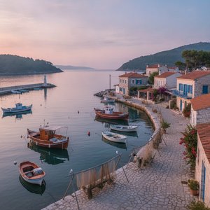 Serene Fishing Village Art: Bring Coastal Charm and Seaside Magic to Your Home
